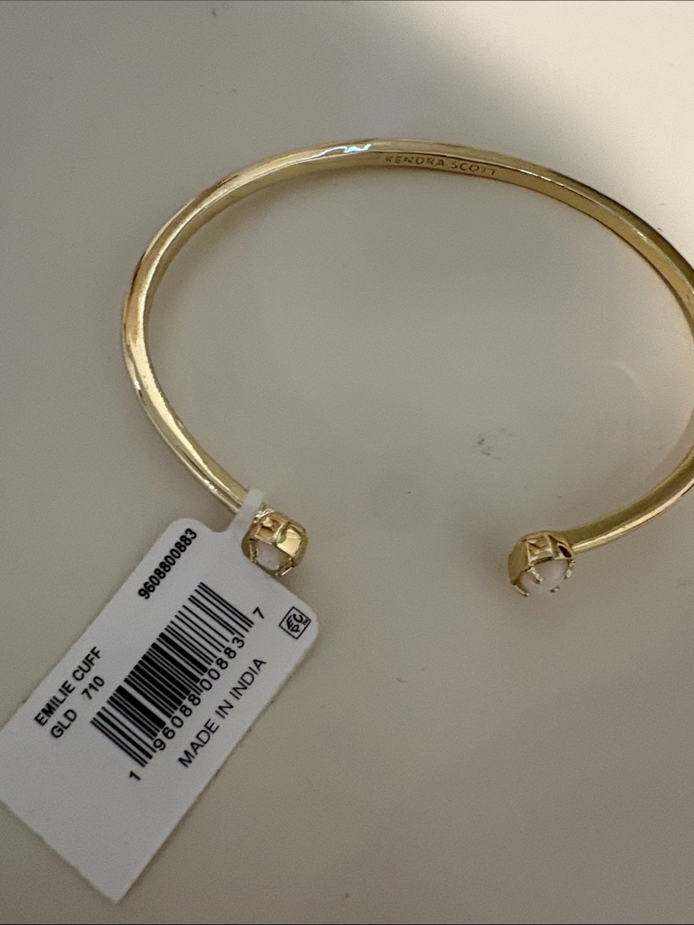 Kendra Scott Gold Open Emile Cuff with oval Opal Ends